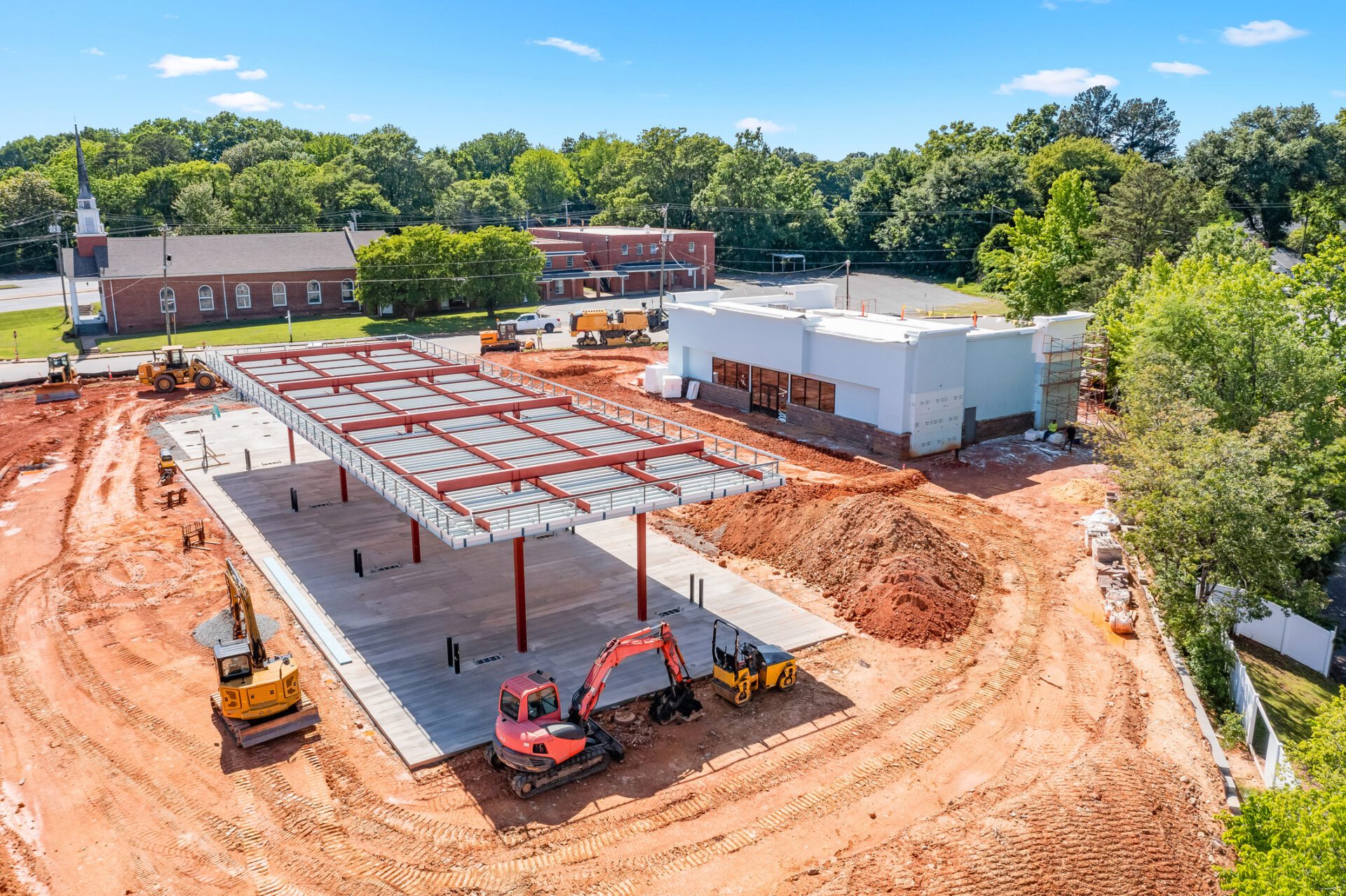 Heavy machinery at building construction site